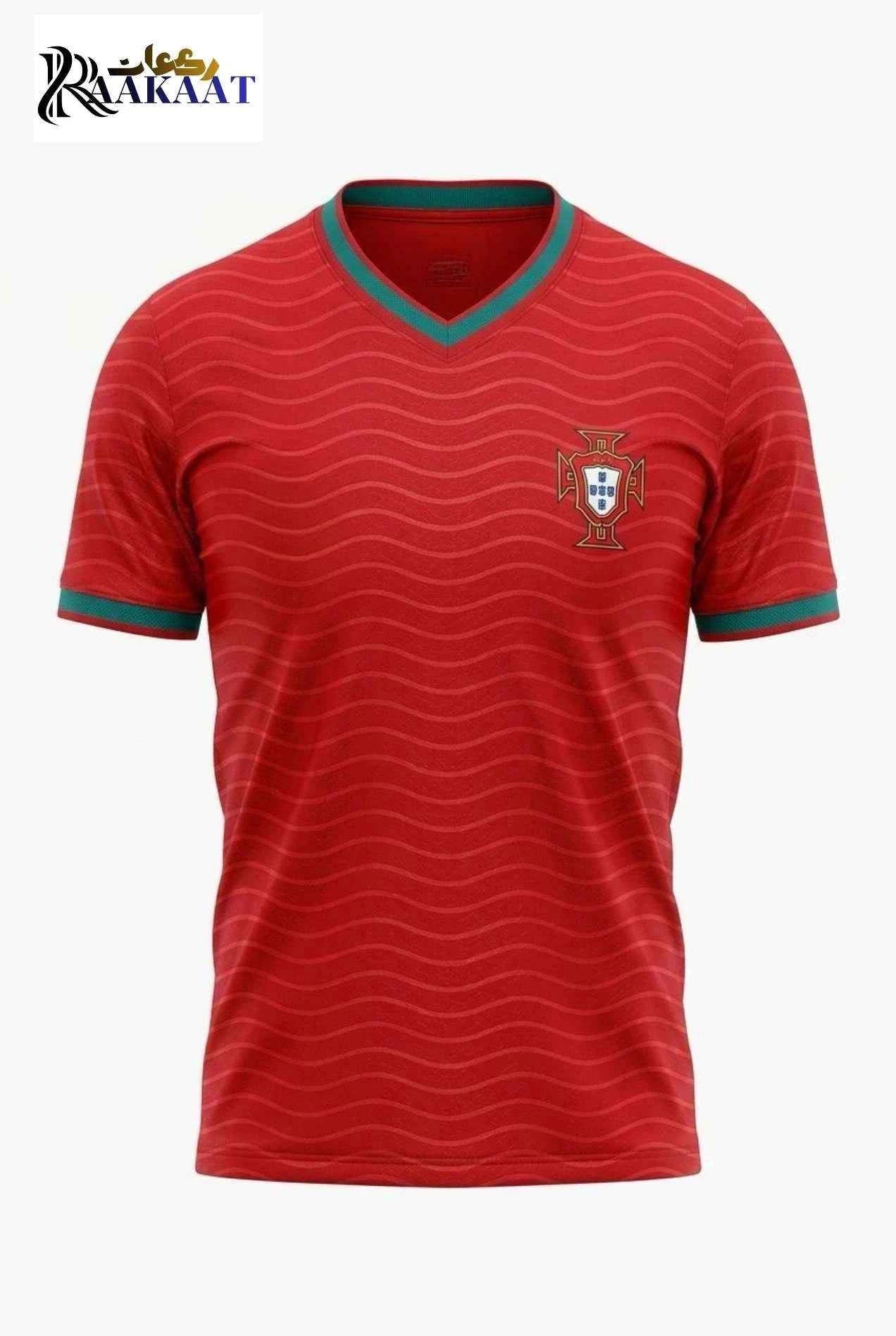 Portugal Home Jersey 2024/2025 – Red & Green V-Neck National Football T-Shirt