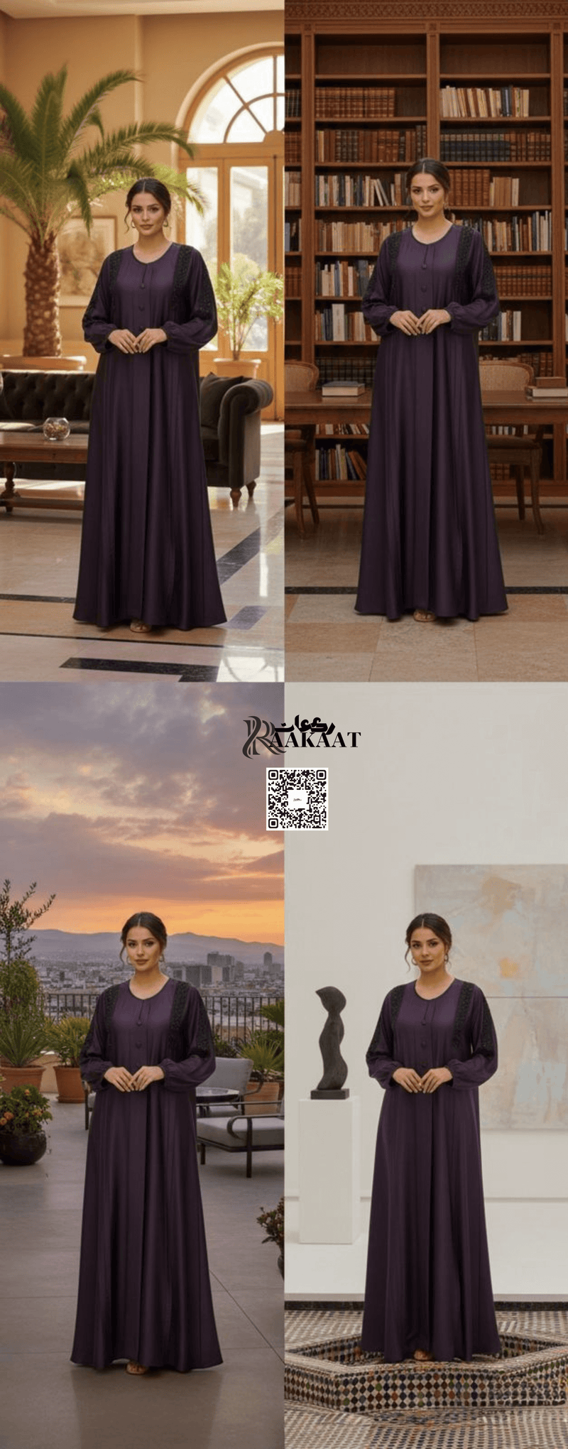 Premium abayas for modern women ✨ A0001 showcased in elegant settings, blending comfort and style.