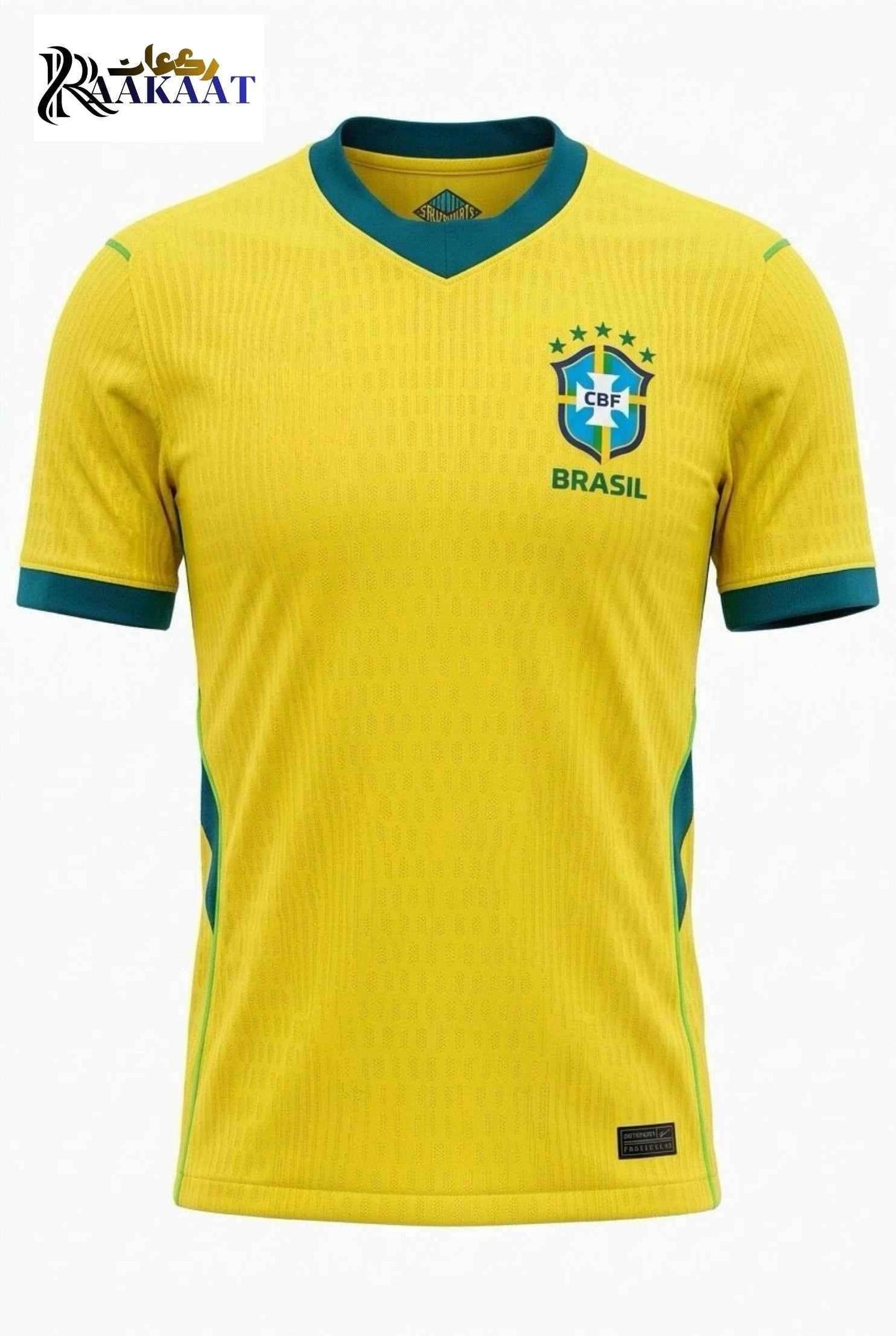Brazil Home Jersey – Classic Yellow & Green 5-Star National Football T-Shirt