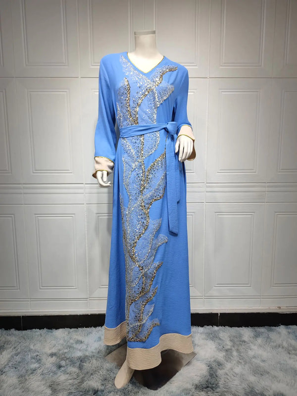 AB330 Fashionable Muslim Abaya with Sequin Embroidery