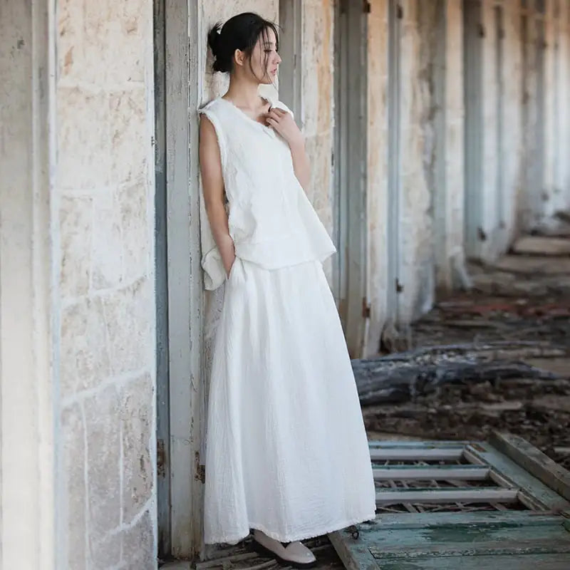 Double-layer Cotton Washed Skirt for Travel Leisure
