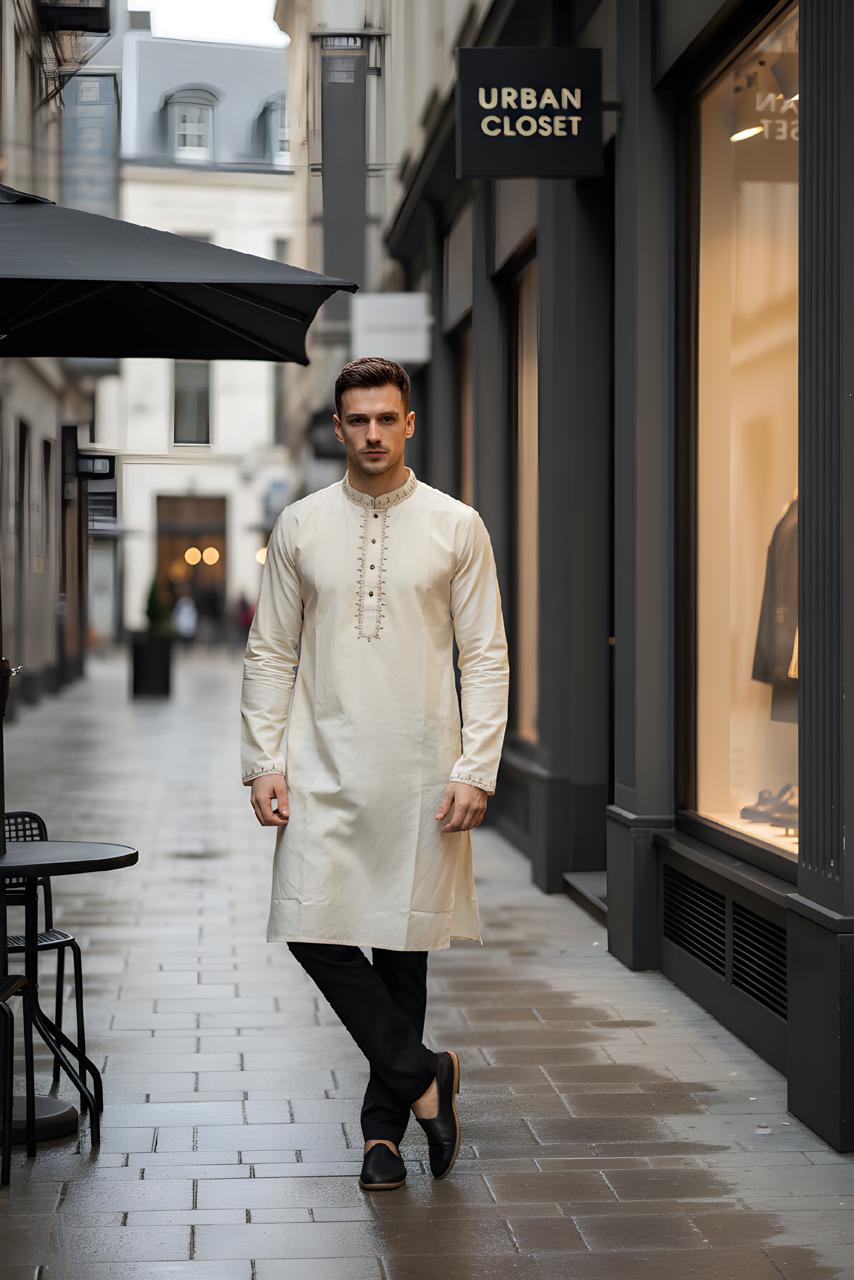 Ivory Royale Embroidered Panjabi  P0012 | 230/232 - Raakaat
