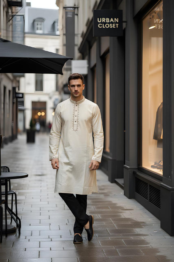 Ivory Royale Embroidered Panjabi  P0012 | 230/232 - Raakaat