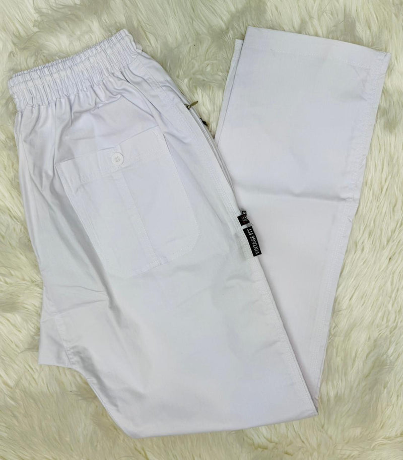 Classic White Panjabi Pajamas | Premium Cotton-Stretch Blend