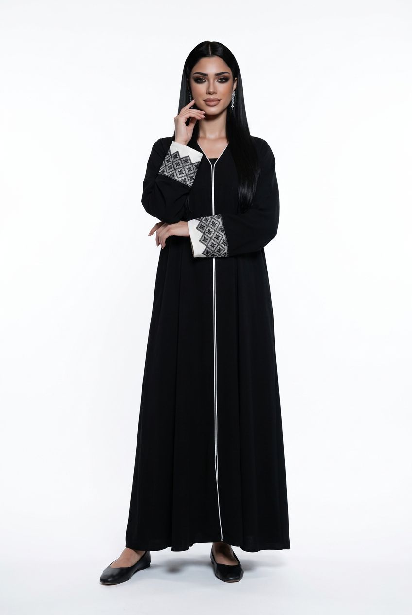 Midnight Onyx Umbrella Flare Abaya | A04 - Raakaat
