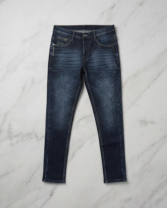 Premium Deep Indigo Slim-Fit Distressed Denim |  28 - Raakaat