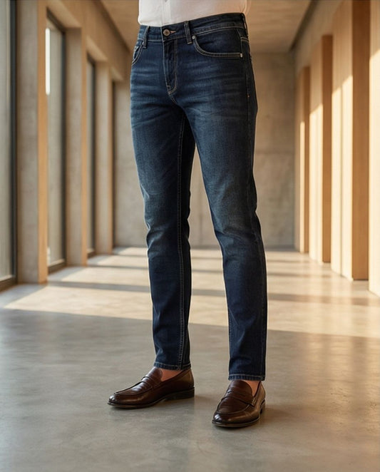 Premium Deep Indigo Slim-Fit Distressed Denim |  28 - Raakaat