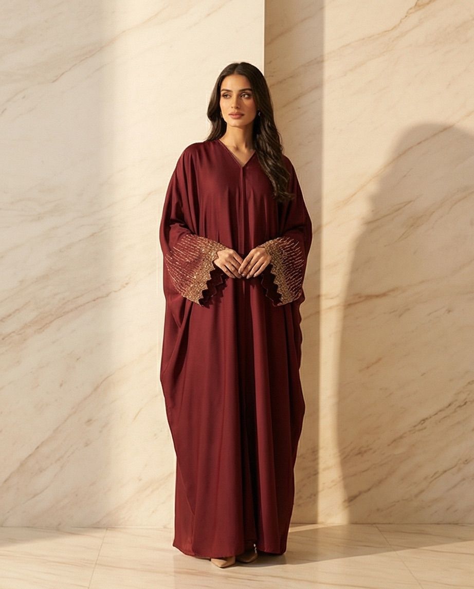 The Royal Maroon Farasha Abaya | 11 - Raakaat