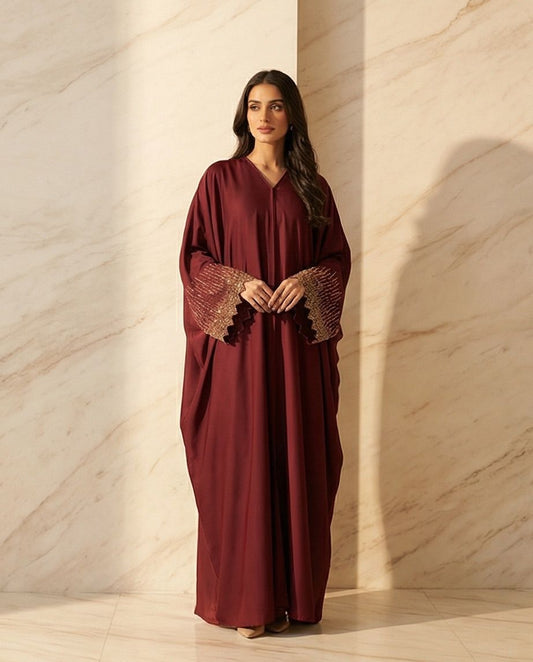 The Royal Maroon Farasha Abaya | 11 - Raakaat