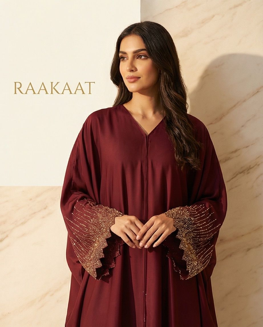 The Royal Maroon Farasha Abaya | 11 - Raakaat