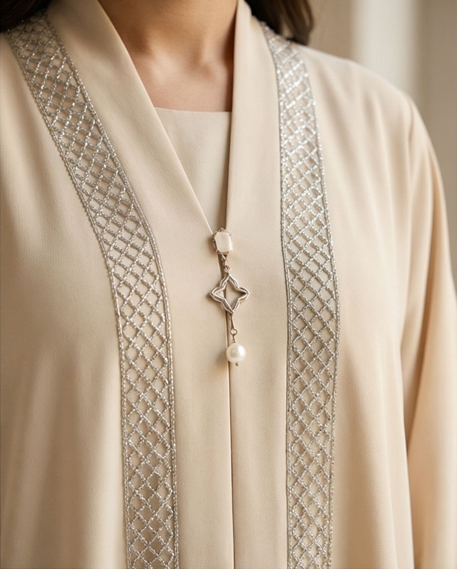 The Slate Diamond-Grid Abaya | 12| 13 - Raakaat