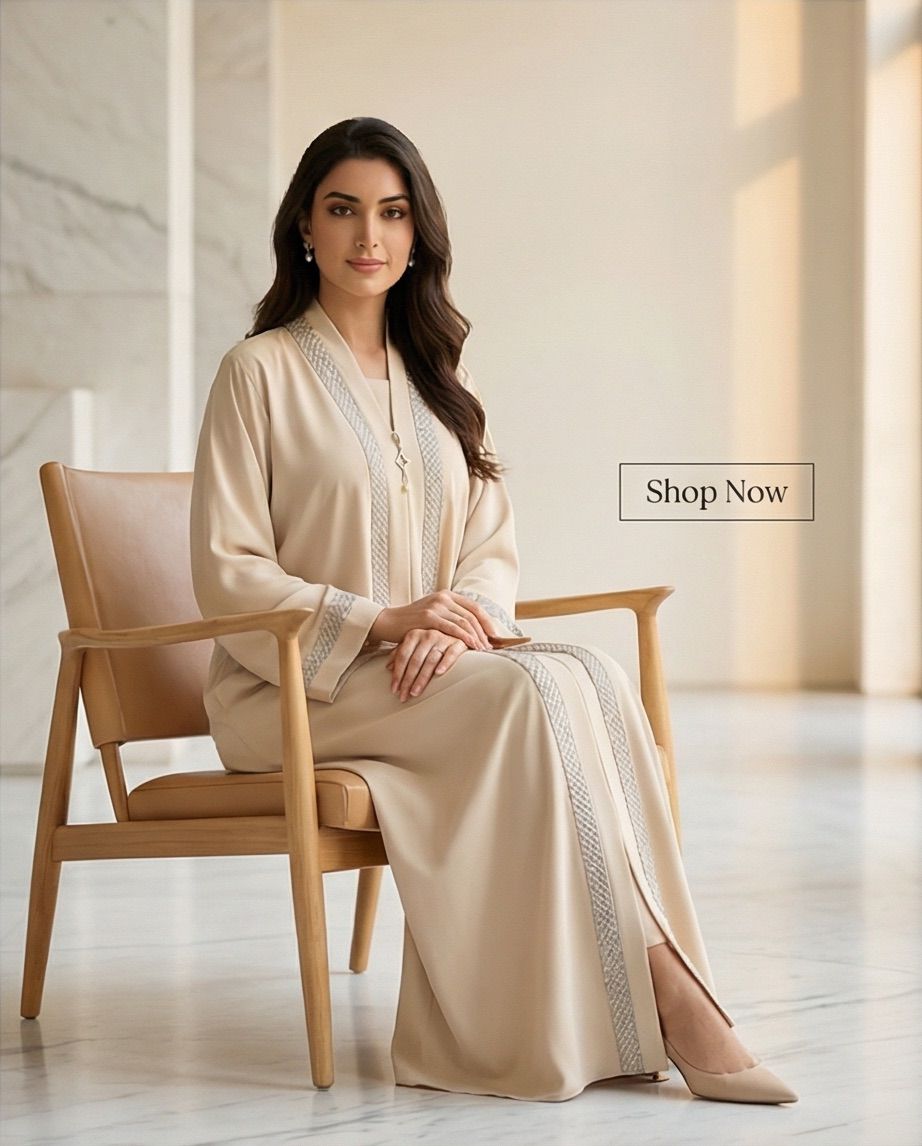 The Slate Diamond-Grid Abaya | 12| 13 - Raakaat