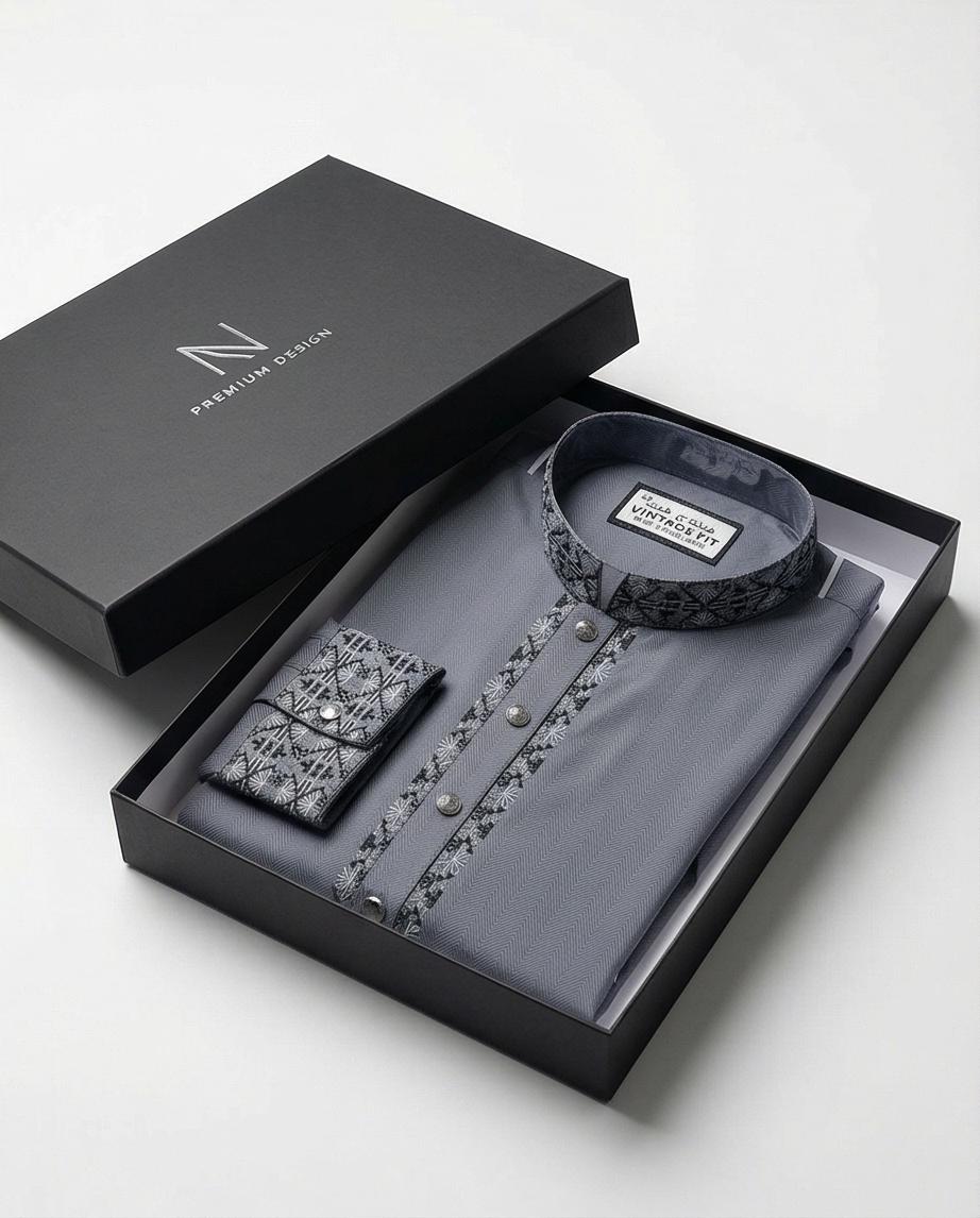 Signature Grey Panjabi by Raakaat | 359 - Raakaat
