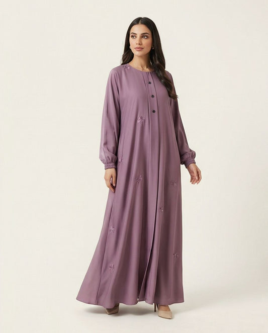Minimalist Butterfly Embroidery Abaya - Raakaat