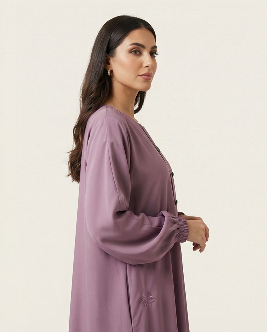 Minimalist Butterfly Embroidery Abaya - Raakaat