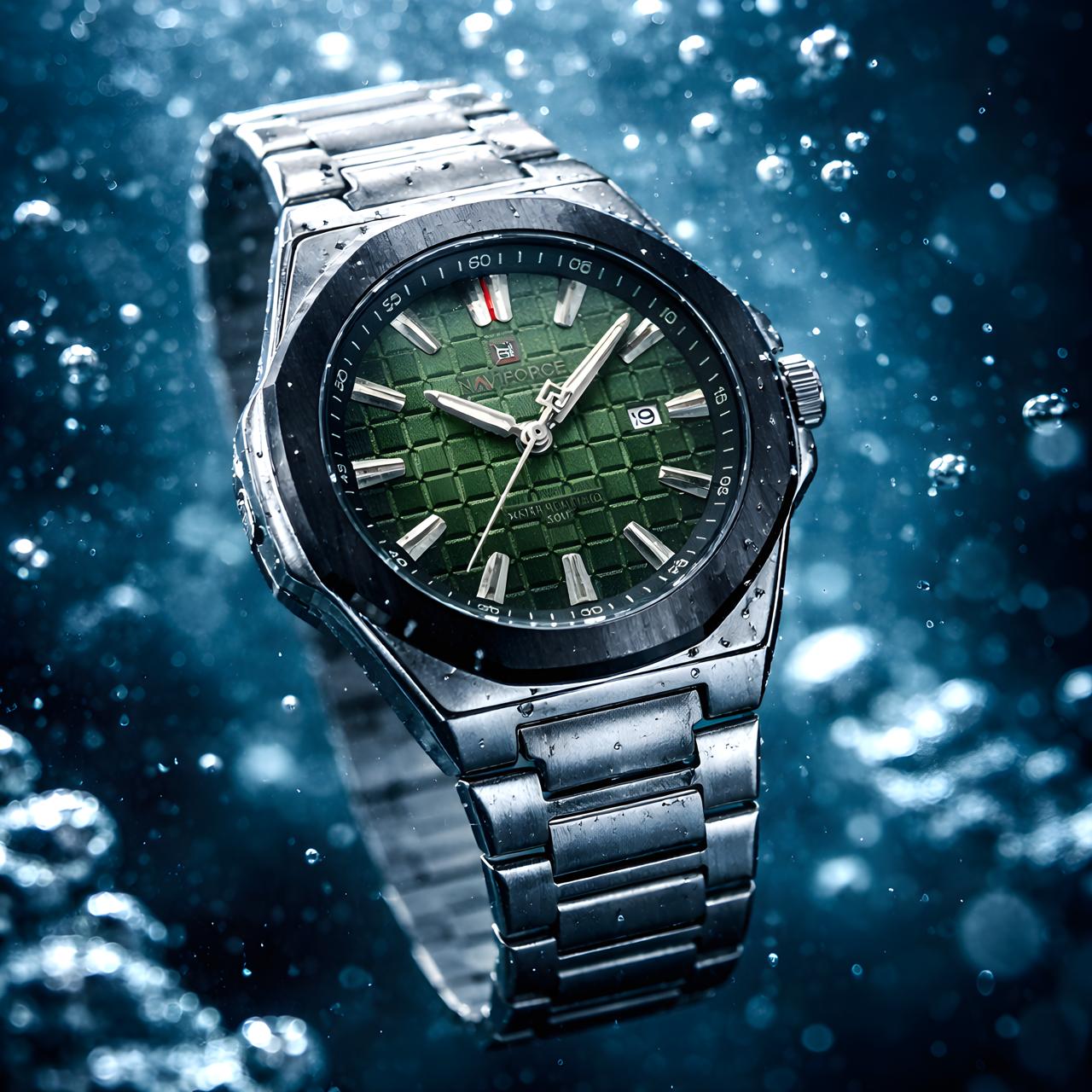 W3-NAVIFORCE Steel Luxe Men’s Watch – Forest Green Dial - Raakaat
