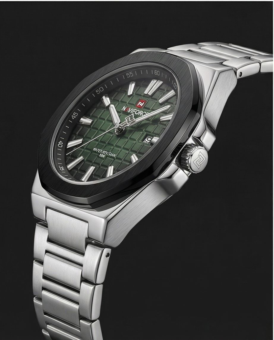 W3-NAVIFORCE Steel Luxe Men’s Watch – Forest Green Dial - Raakaat