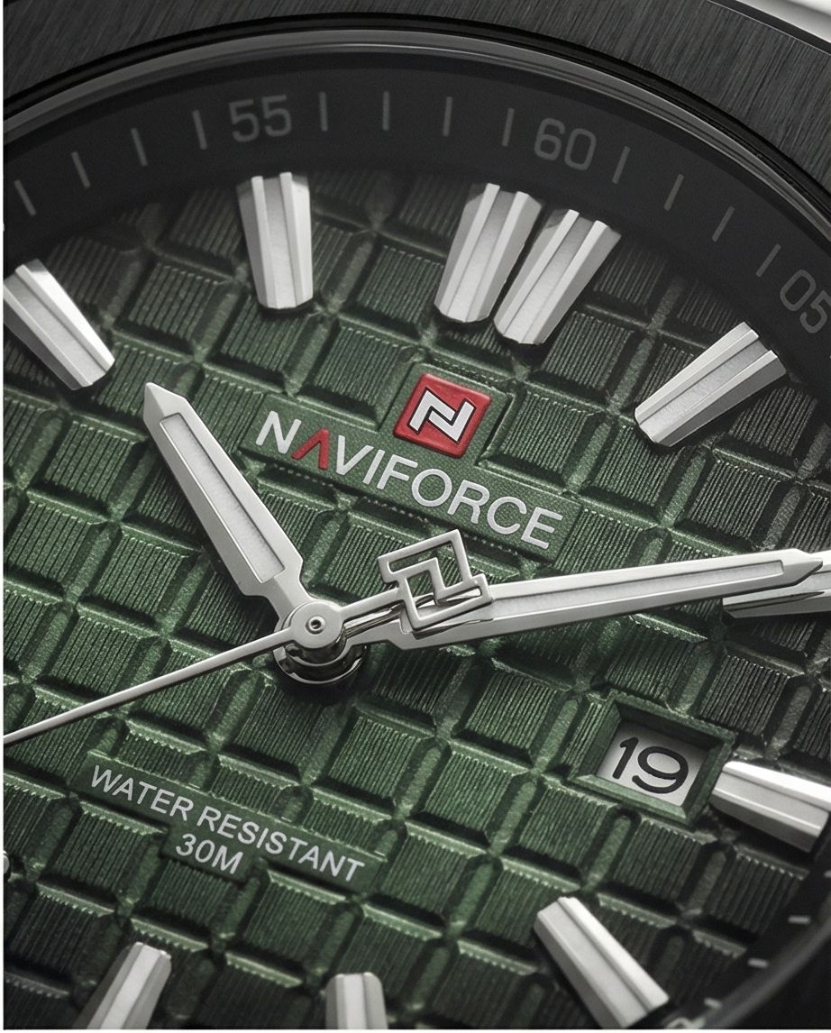 W3-NAVIFORCE Steel Luxe Men’s Watch – Forest Green Dial - Raakaat