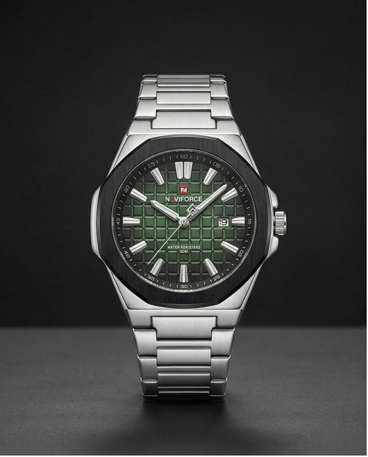 W3-NAVIFORCE Steel Luxe Men’s Watch – Forest Green Dial - Raakaat