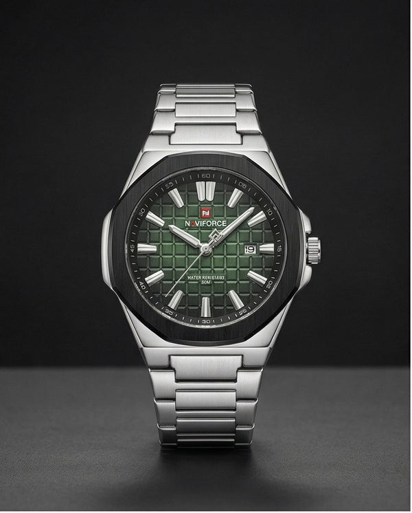 W3-NAVIFORCE Steel Luxe Men’s Watch – Forest Green Dial - Raakaat