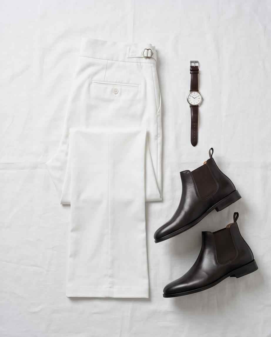 Men's Premium White Gurkha Bootcut Trousers - Raakaat