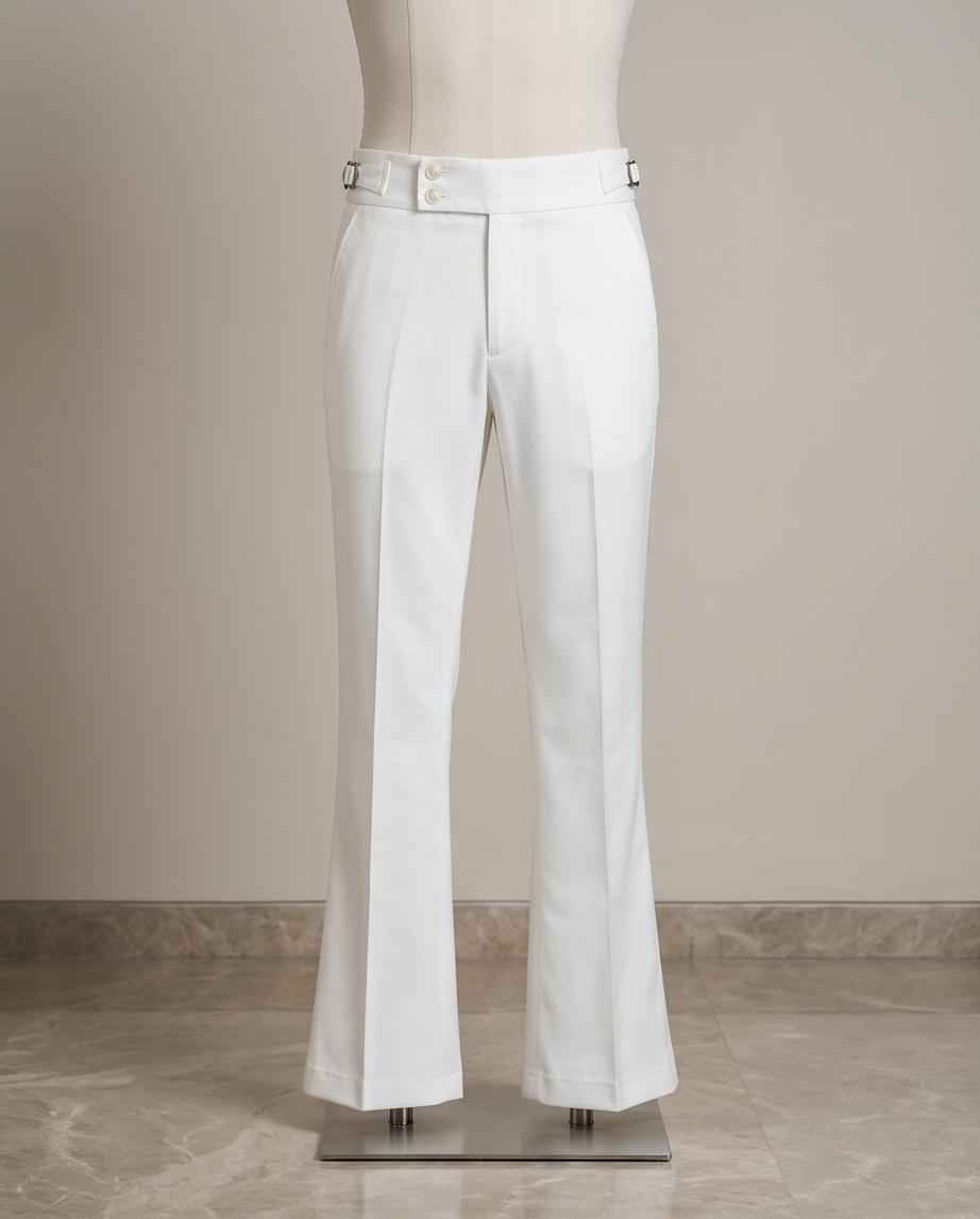 Men's Premium White Gurkha Bootcut Trousers - Raakaat