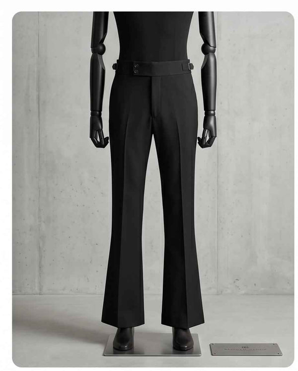 Men's Midnight Black Gurkha Bootcut Trousers - Raakaat