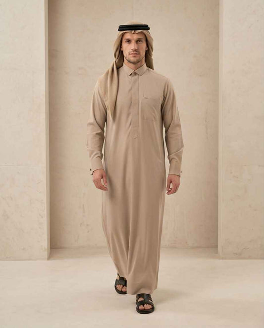 Signature Saudi Thobe with hidden zipper| TH-01 - Raakaat