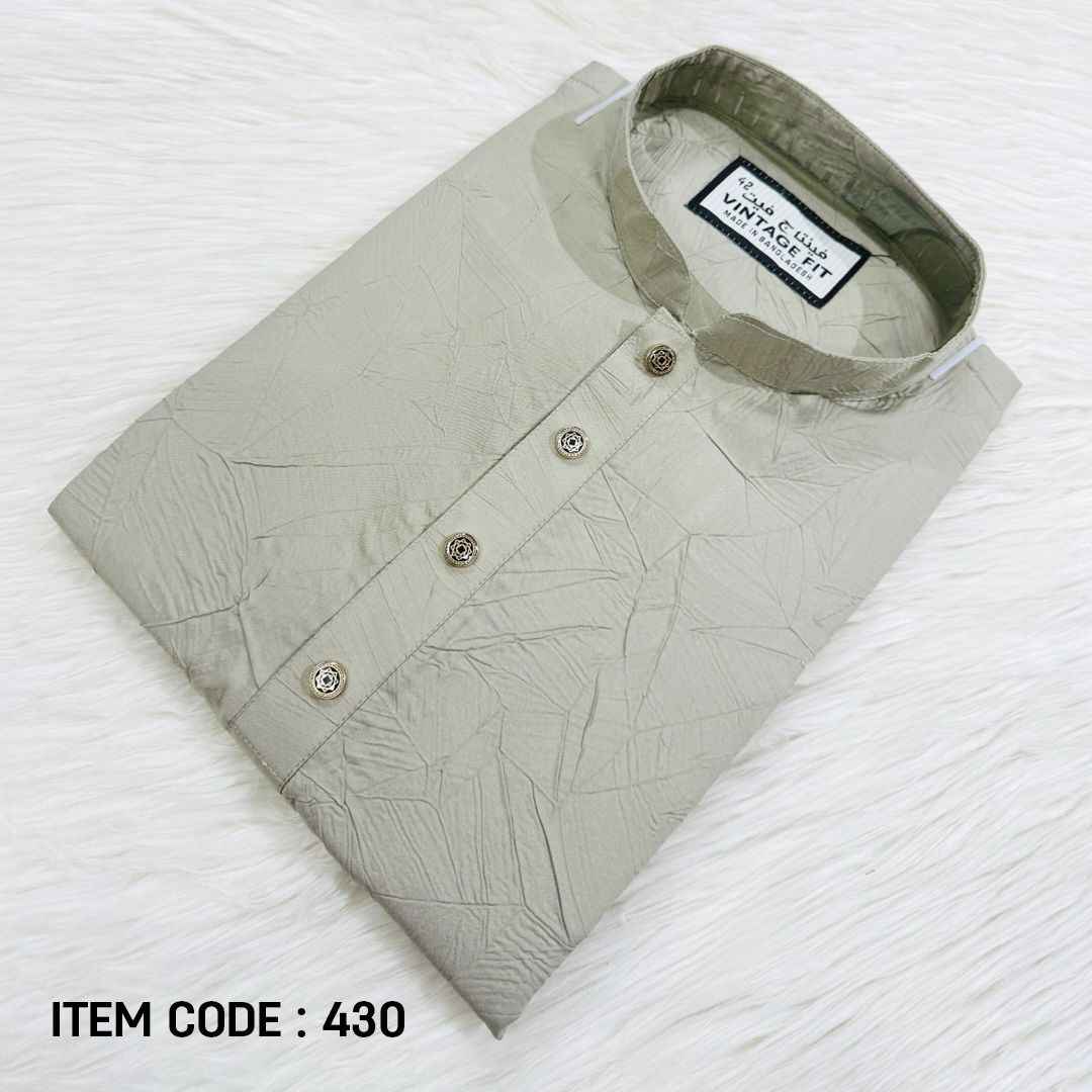 Premium Sage Crinkle-Texture Men’s Panjabi|430| - Raakaat