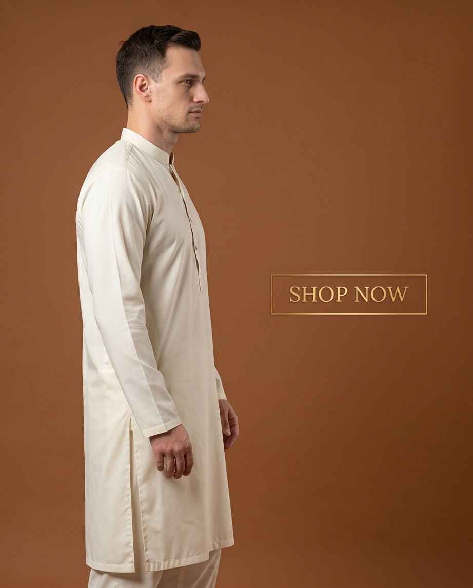 Premium Ivory Bosky premium Panjabi-Style Salwar Kameez Set | SK01 - Raakaat