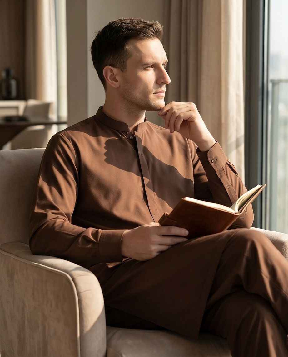 Classic Walnut Brown Salwar Kameez - Essential Modern Heritage | SK02 - Raakaat