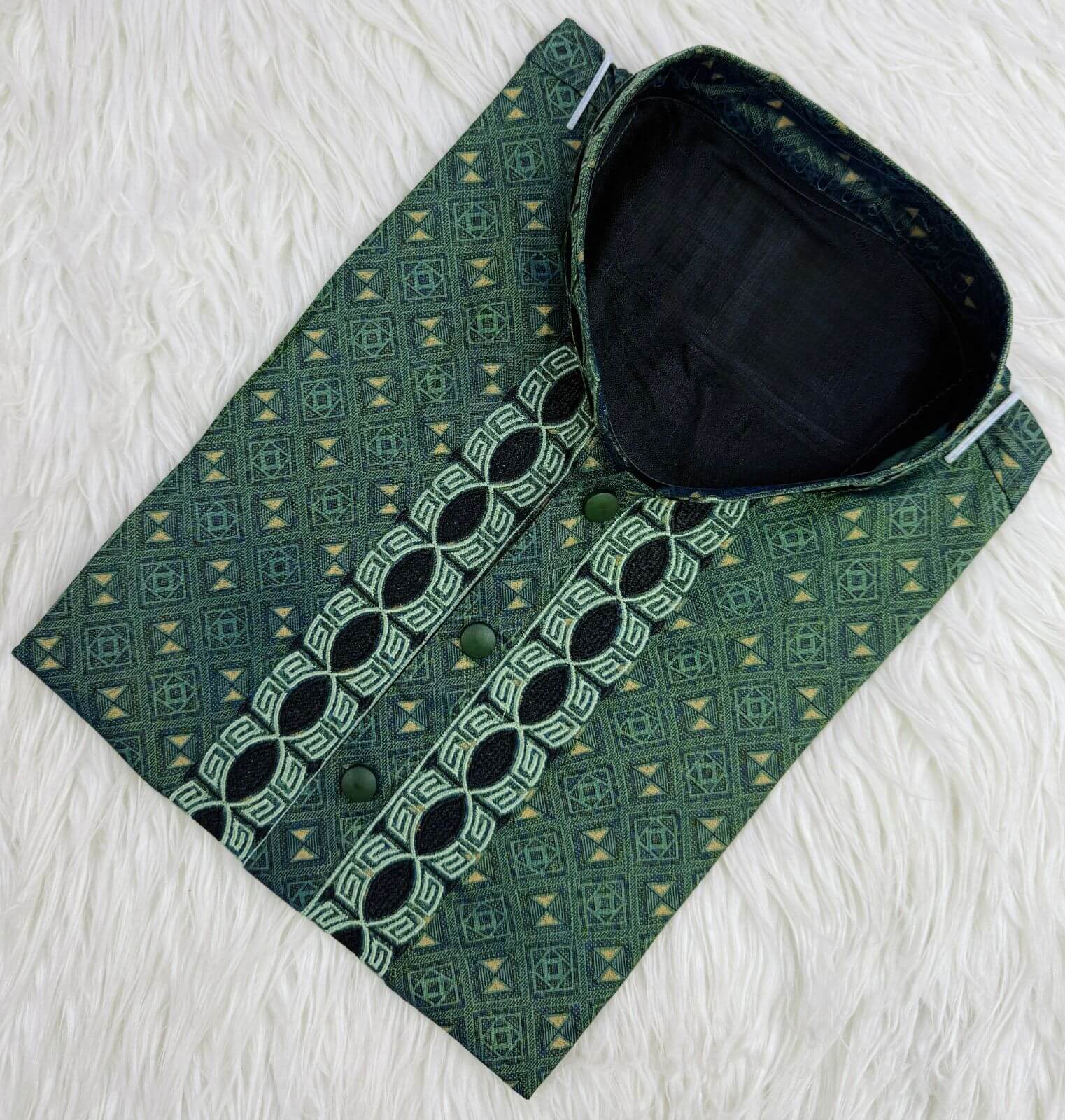 The Emerald Geometric Luxe Panjabi  P0008 | 218 - Raakaat