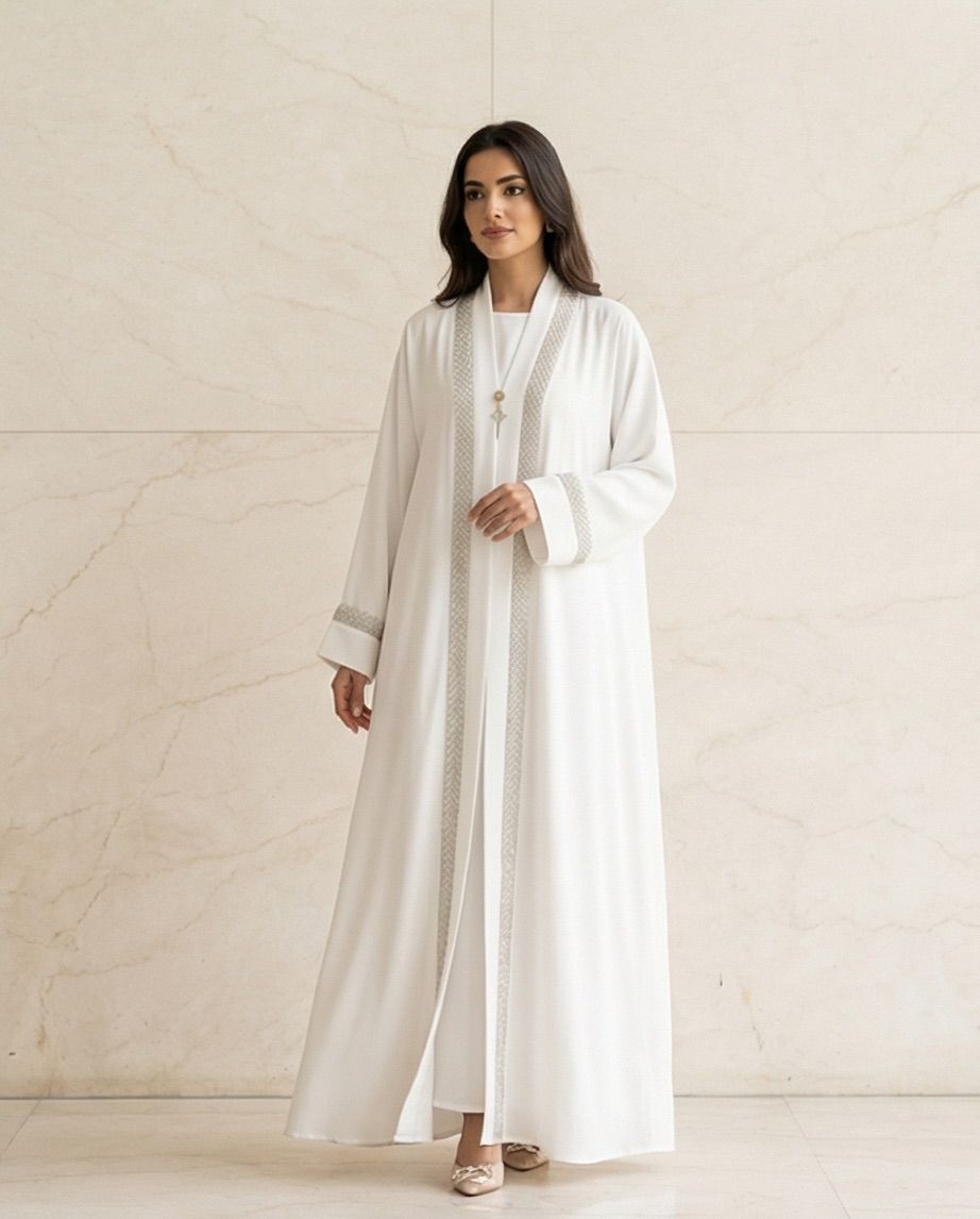 The Slate Diamond-Grid Abaya | 12| 13 - Raakaat