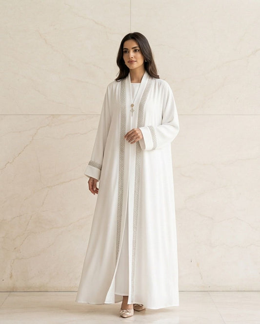 The Slate Diamond-Grid Abaya | 12| 13 - Raakaat