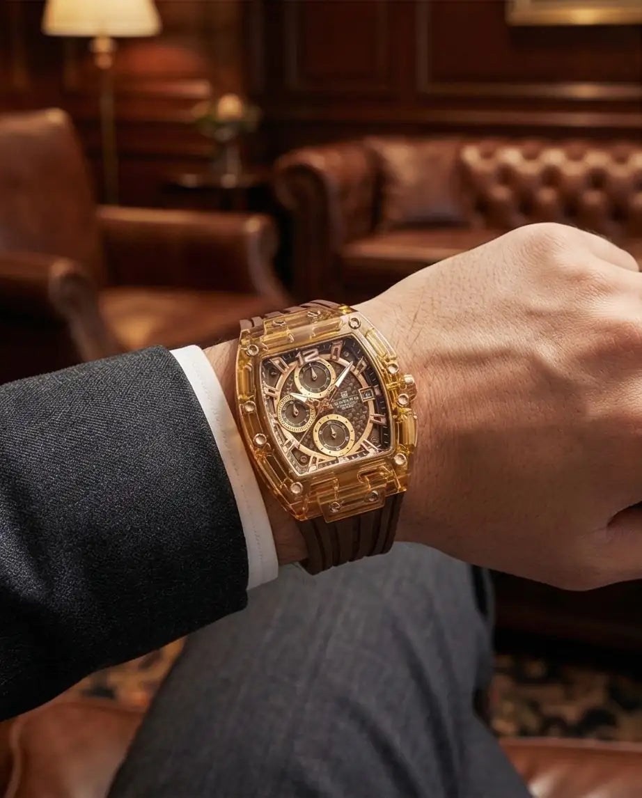 W4-NAVIFORCE Chronograph Watch with Transparent Case - Stylish Timepiece - Raakaat