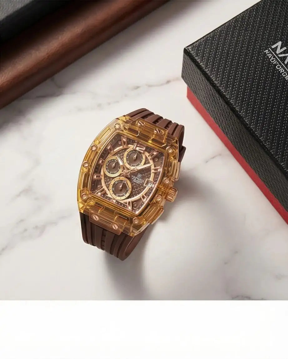 W4-NAVIFORCE Chronograph Watch with Transparent Case - Stylish Timepiece - Raakaat