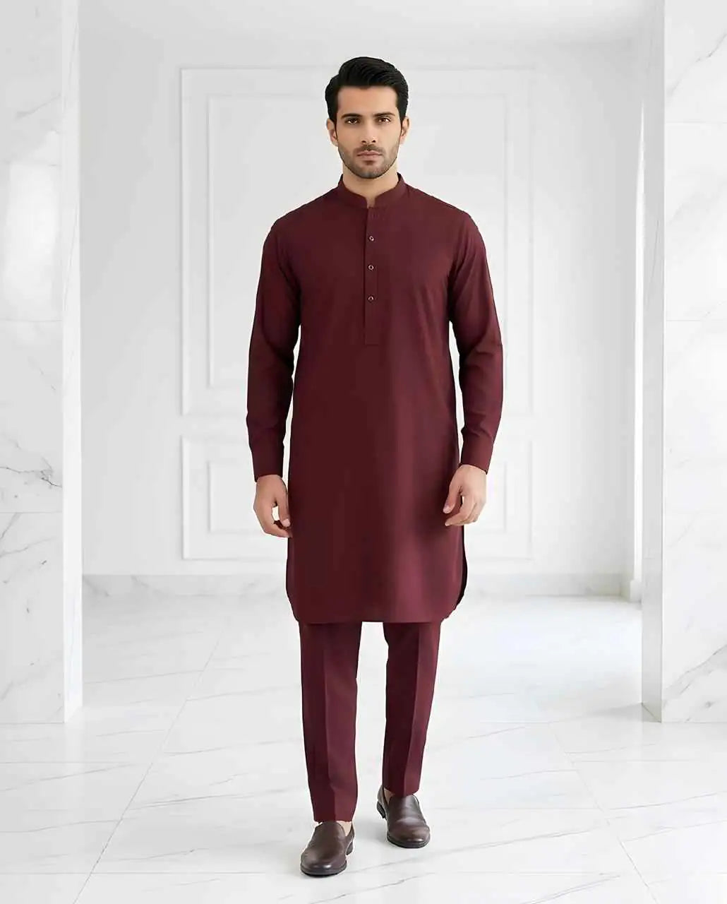 Premium Maroon Kurta Pajama Set for Men – Elegant Traditional Wear | M1 - Raakaat
