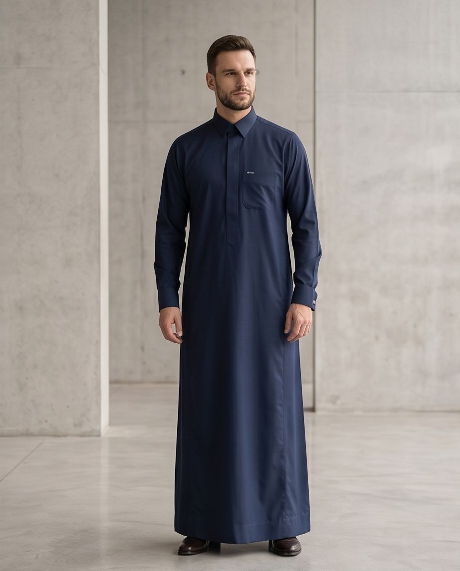 Signature Saudi Thobe with hidden zipper| TH-01 - Raakaat