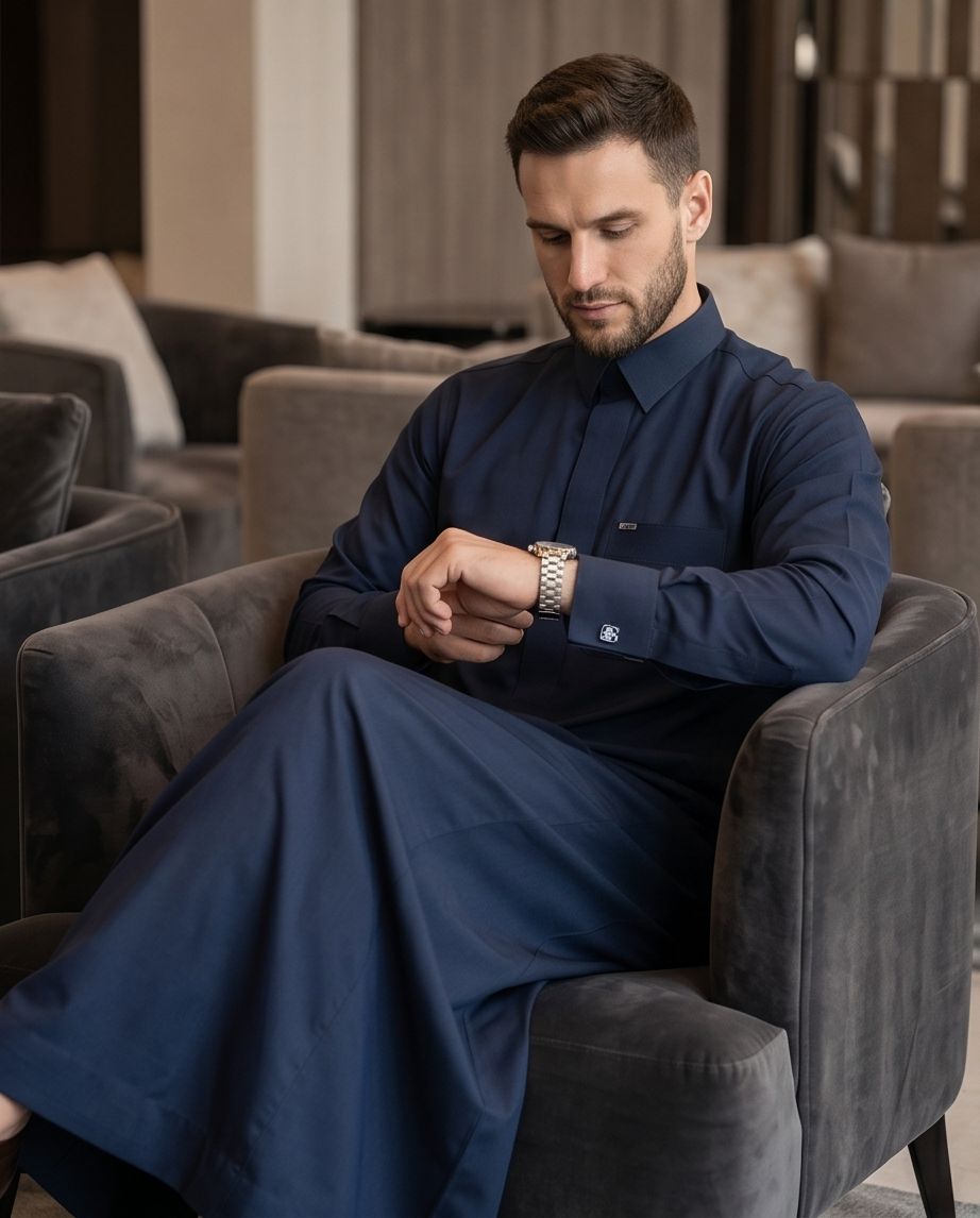 Signature Saudi Thobe with hidden zipper| TH-01 - Raakaat
