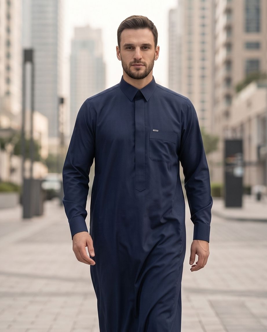 Signature Saudi Thobe with hidden zipper| TH-01 - Raakaat