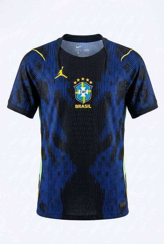 Brazil Away Jersey – Blue & Black Jaguar Graphic 5-Star National Football T-Shirt
