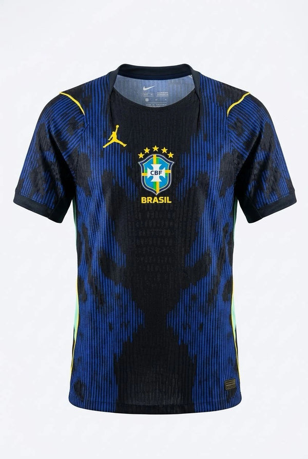 Brazil Away Jersey – Blue & Black Jaguar Graphic 5-Star National Football T-Shirt