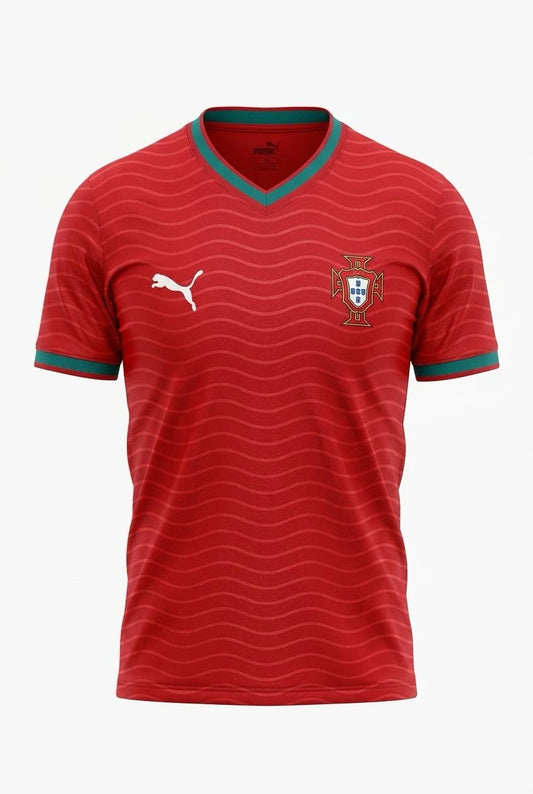 Portugal Home Jersey 2024/2025 – Red & Green V-Neck National Football T-Shirt