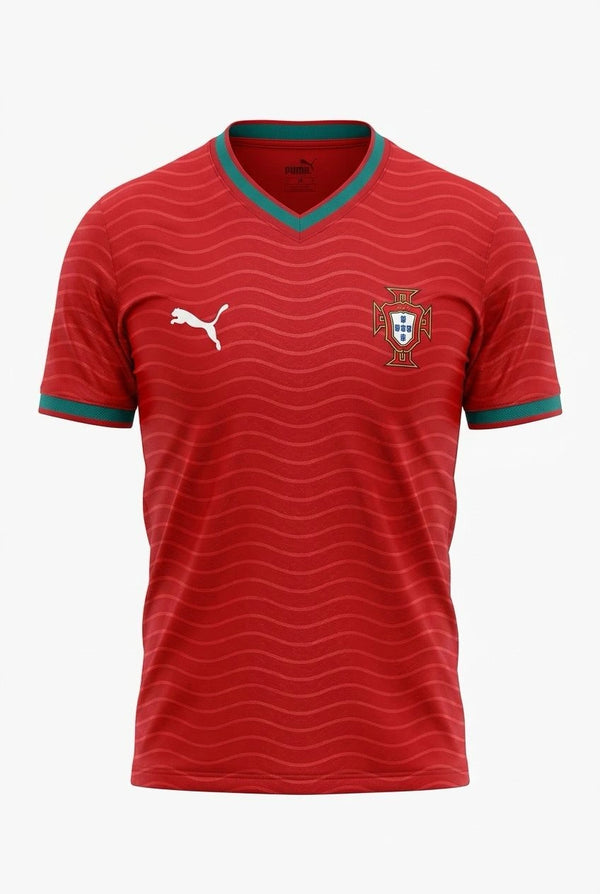 Portugal Home Jersey 2024/2025 – Red & Green V-Neck National Football T-Shirt