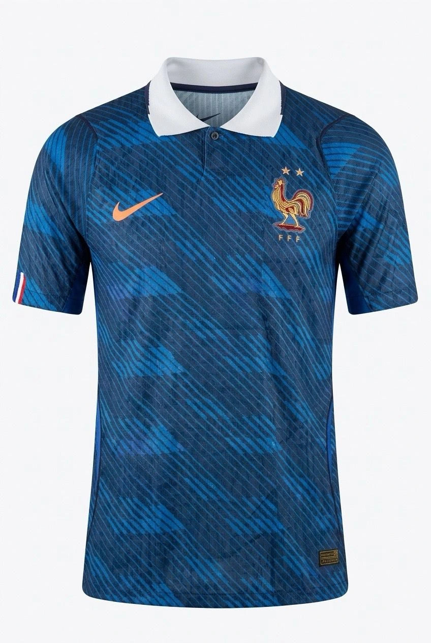 France Home Polo Jersey – Royal Blue Graphic 2-Star National Football T-Shirt