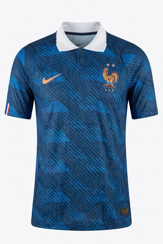 France Home Polo Jersey – Royal Blue Graphic 2-Star National Football T-Shirt