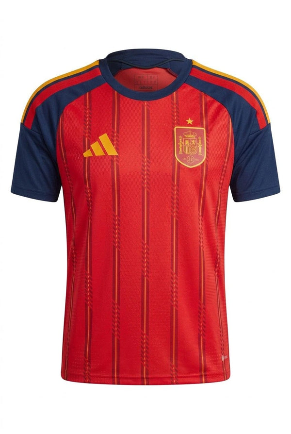Spain Home Jersey – Red & Navy Gold-Pinstripe 1-Star National Football Shirt