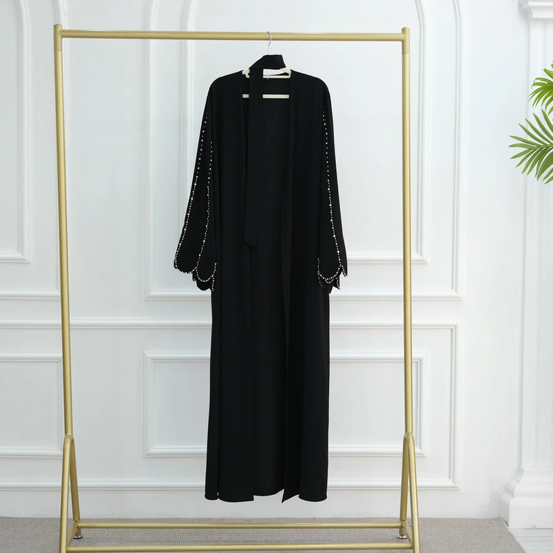 Dubai Diamond Kimono Cardigan Black Open Abaya Women Muslim Dress Turkey Kaftan Kebaya Caftan Marocain Femme Robe Islam Jalabiya