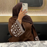 Abaya Simple Embroidery Outwear Eid Ramadan Dress Abayas Muslim Dresses Kaftan Dubai Women Prayer Robe Clothes Women With Belt