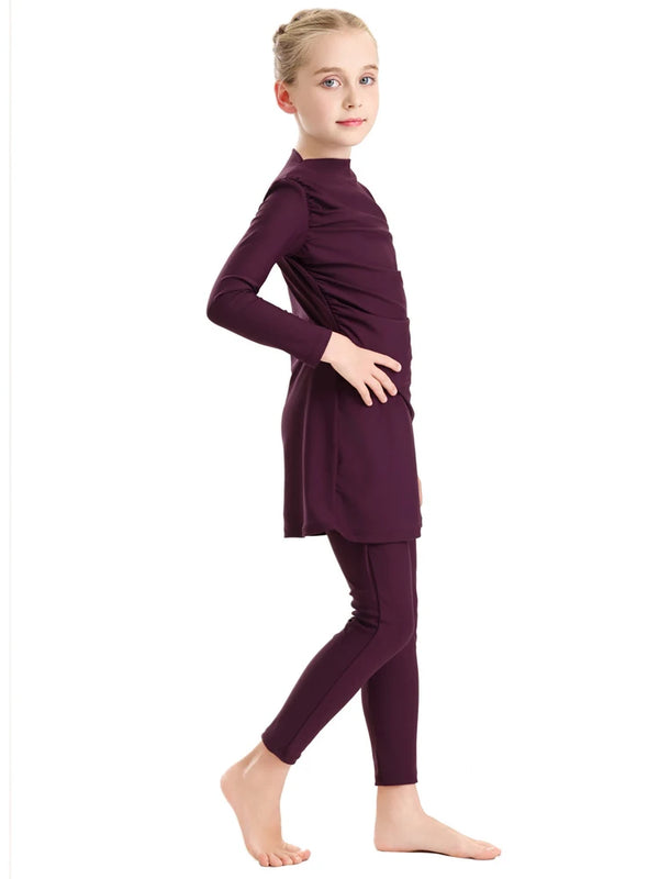 New 2025 Islamic Dubai Modest Abaya 3 Piece Set Burkini Muslim Kids Swimwear Girl With Swim Cap Femme Musulmane Clothing
